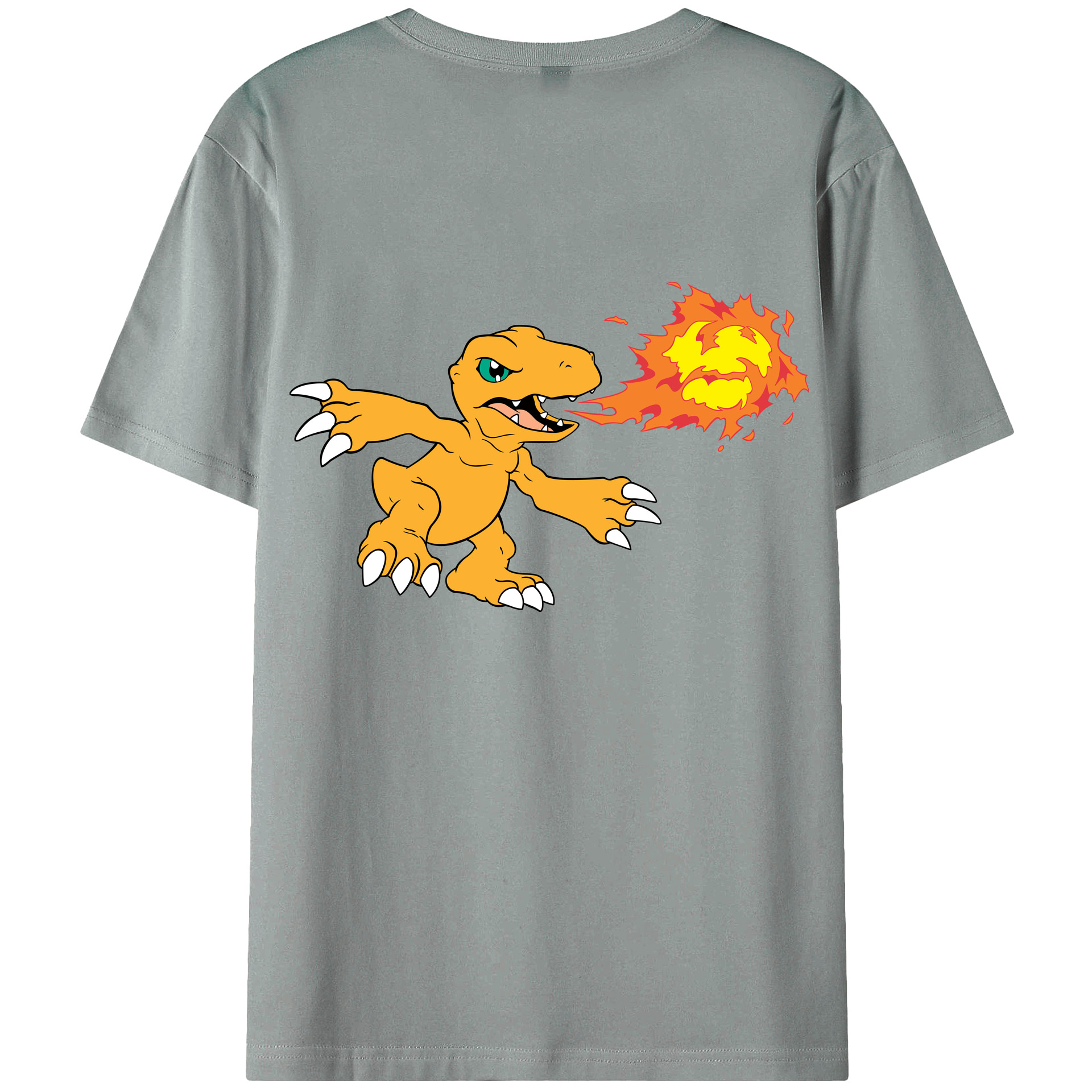 （画像用） Digimon デジタルモンスター/デジモン 綿100％ メンズ半袖Tシャツ（バックプリント） 通気性